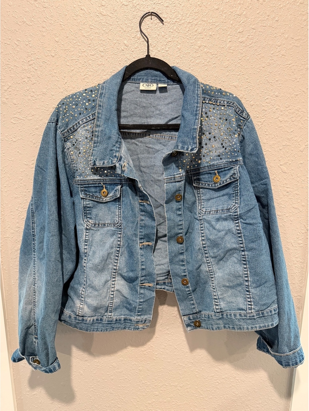 Cato Woman Size 22W Denim Jacket with Studded Detail